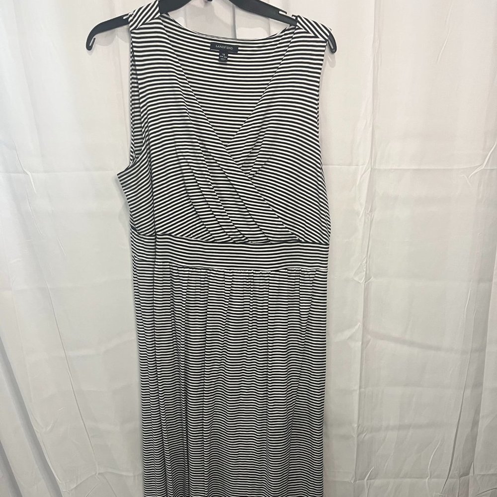 Lands end black and white stripe dress